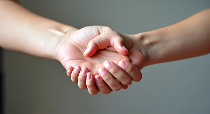 Due mani che si stringono in segno di supporto