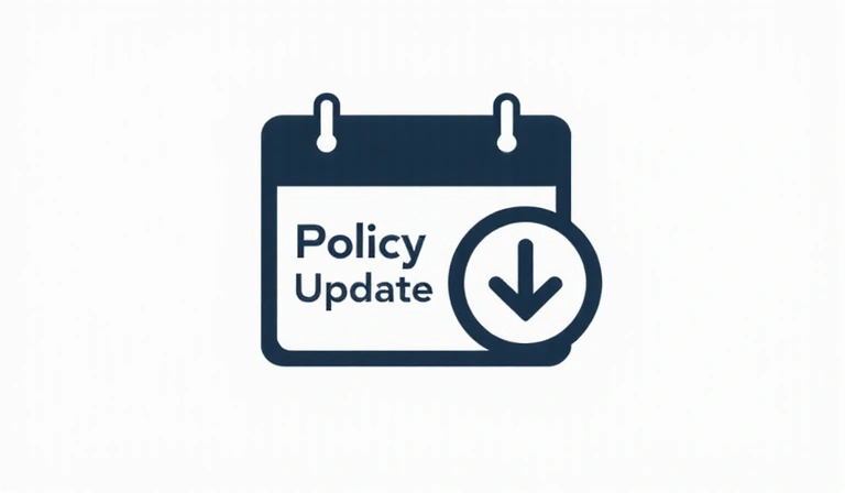 Calendario con una freccia circolare che indica l'aggiornamento della policy