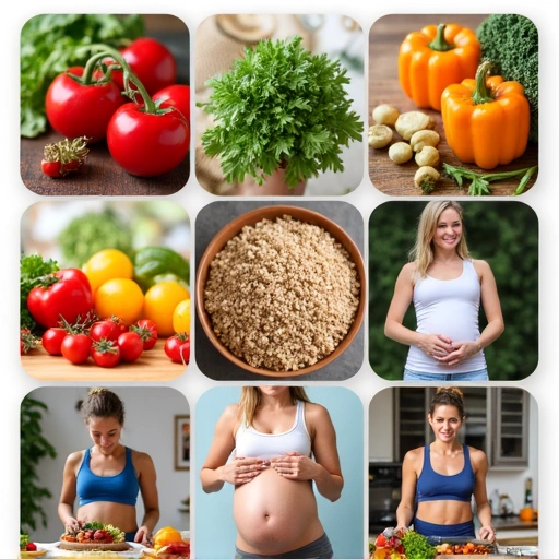 Collage di diversi alimenti sani e attività, che rappresentano le varie esigenze dietetiche e stili di vita specializzati. Include immagini di frutta, verdura, cereali integrali, una donna incinta, un atleta e persone che cucinano.